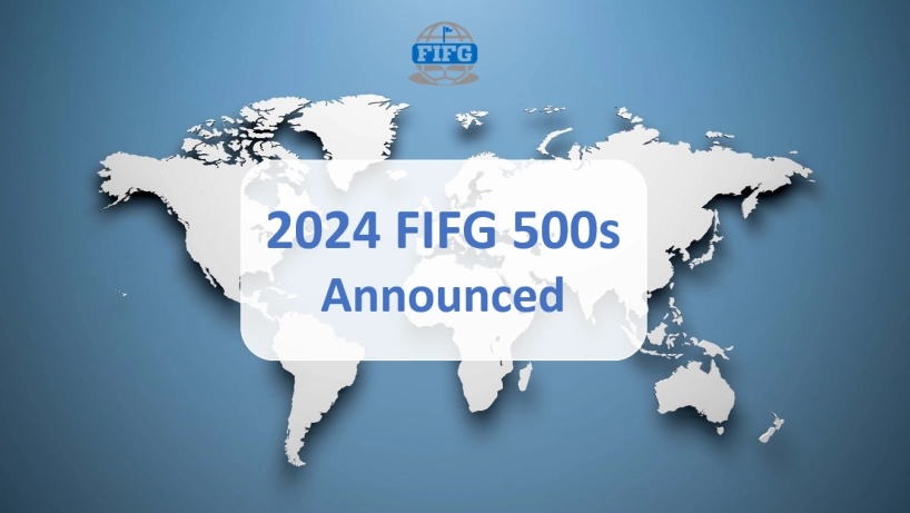 World map image with the FIFG logo and text "2024 FIFG 500s Announced" overlaid, promoting FootGolf tournaments.