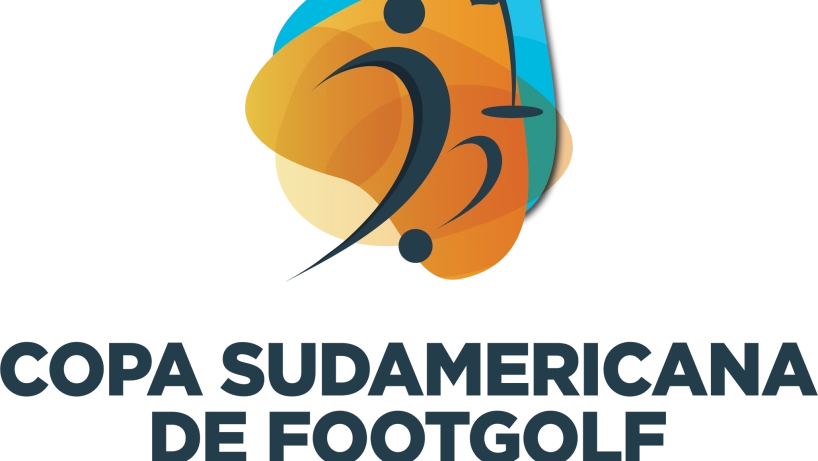 Copa Sudamericana de FootGolf tournament logo featuring a stylized ball and golfer silhouette.