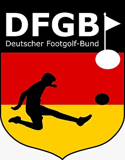 Germany FootGolf Federation red, black and yellow logo.